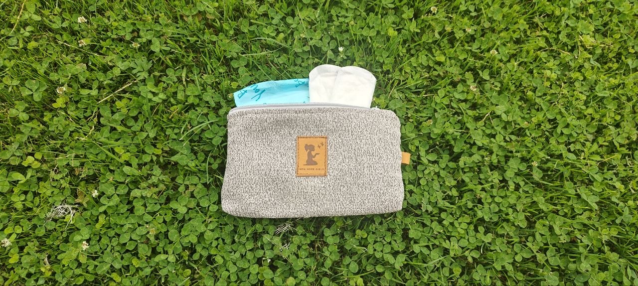 Current sanitary pads and panty liners within the period bag.